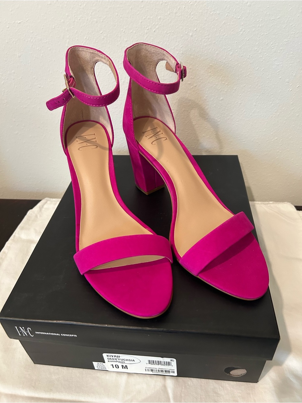 INC International Concepts Bright Fuchsia Block Heel Ankle-Strap Sandals